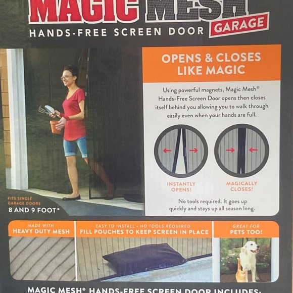 Magic Mesh Hands Free Screen Garage Door 8-9 Ft (New still in box) - Picture 9 of 11